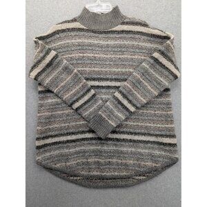American Eagle Outfitters Sweater Womens Medium Gray Striped Mock Neck Pullover